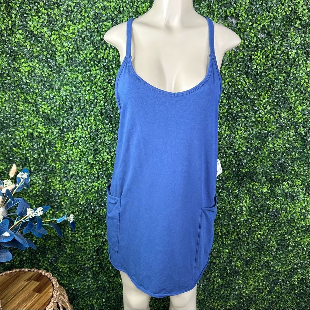 NWT Free people movement hot shot mini dress in color black grape - Picture 5 of 14